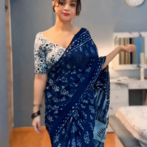 Ready-to-Wear Blue Cotton Saree | Effortless Elegance with Everyday Comfort