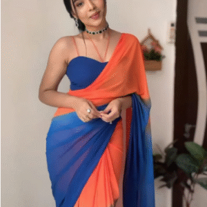Ready To Wear Blue Georgette Saree | Effortless Elegance in Seconds